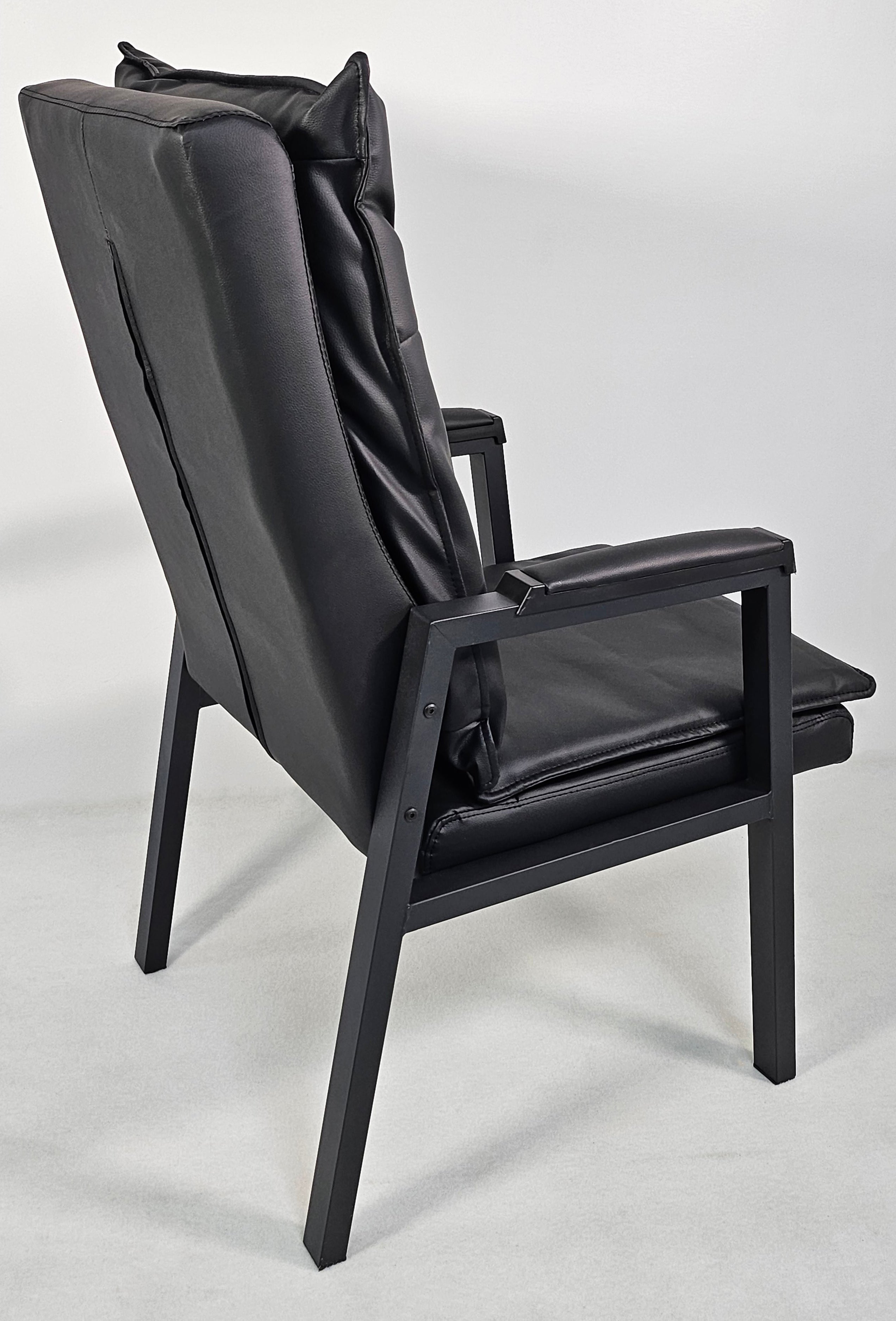 Black Leather Visitor Chair with Steel Frame - 012